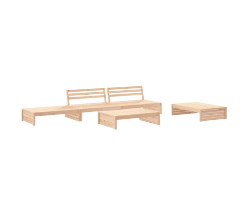 Juego de muebles de jardín 5 piezas y cojines madera maciza