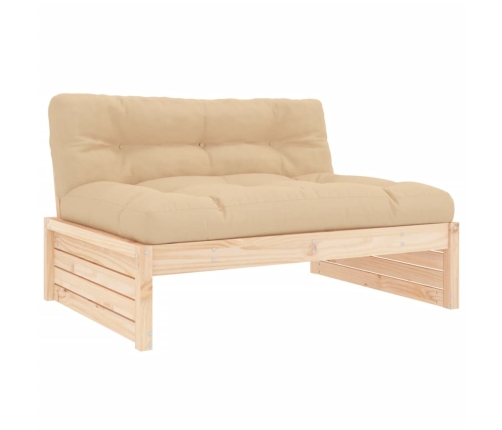 Juego de muebles de jardín 5 piezas y cojines madera maciza