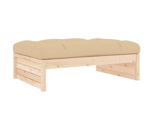 Juego de muebles de jardín 5 piezas y cojines madera maciza
