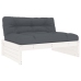 Juego de muebles jardín 5 piezas y cojines madera maciza blanco