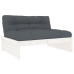 Juego de muebles jardín 6 piezas y cojines madera maciza blanco