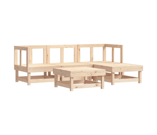 Juego de sofás de jardín 5 piezas madera maciza de pino