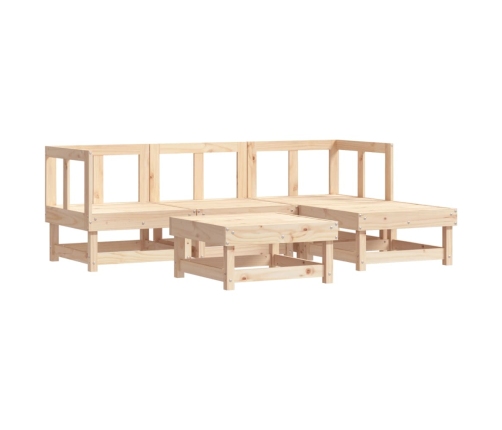 Juego de sofás de jardín 5 piezas madera maciza de pino