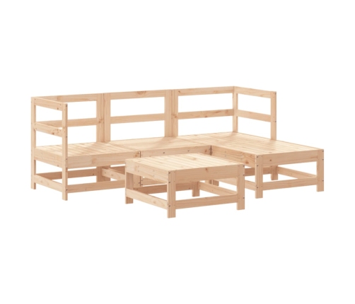Juego de sofás de jardín 5 piezas madera maciza de pino
