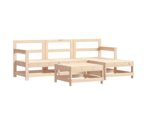 Juego de sofás de jardín 5 piezas madera maciza de pino