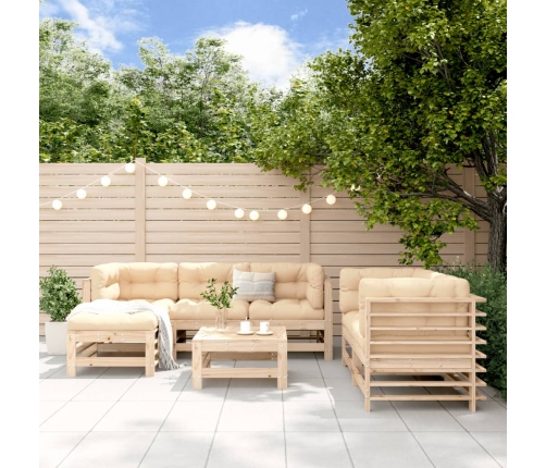 Juego de muebles de jardín 7 piezas madera maciza de pino