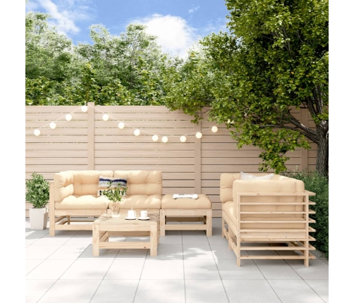 Juego de muebles de jardín 6 piezas madera maciza de pino
