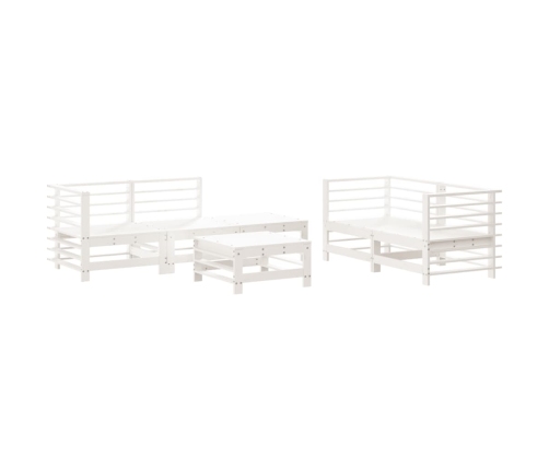 Juego de muebles de jardín 6 piezas madera maciza pino blanco