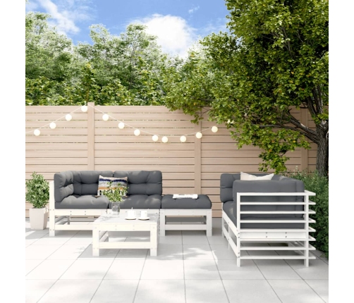 Juego de muebles de jardín 6 piezas madera maciza pino blanco