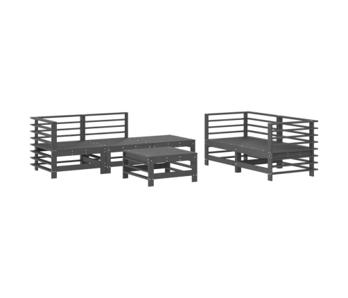 Mesa y taburetes altos jardín 6 pzas madera maciza de pino gris