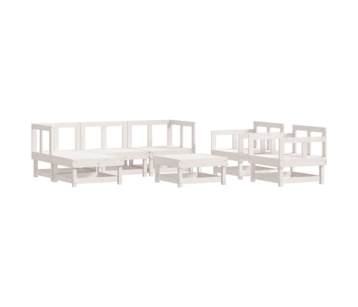 Juego de muebles de jardín 7 pzas madera maciza de pino blanco