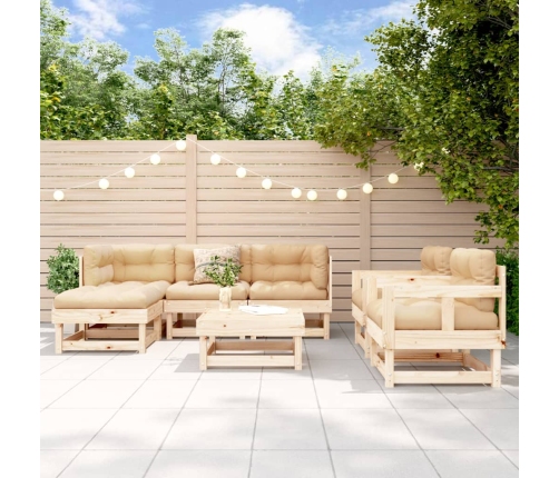 Juego de muebles de jardín 7 piezas madera maciza de pino