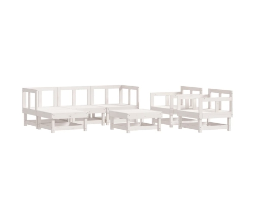Juego de muebles de jardín 7 pzas madera maciza de pino blanco