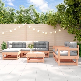 Juego de muebles de jardín 7 pzas madera maciza abeto Douglas