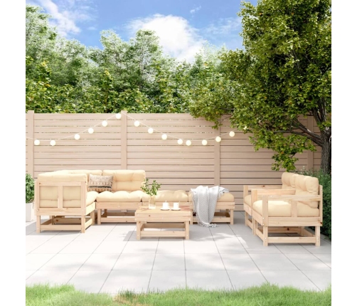 Juego de muebles de jardín 8 piezas madera maciza de pino
