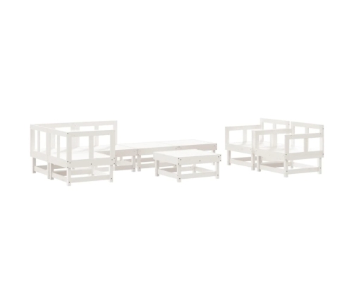 Juego de muebles de jardín 8 piezas madera maciza pino blanco