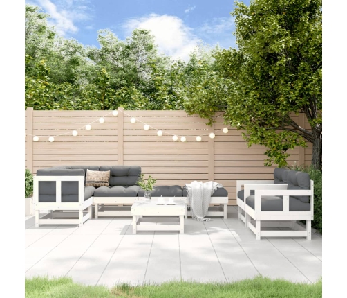 Juego de muebles de jardín 8 piezas madera maciza pino blanco