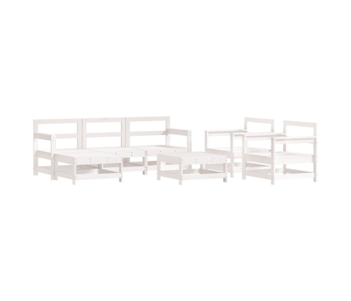 Juego de muebles de jardín 7 pzas madera maciza de pino blanco