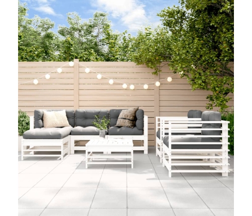 Juego de muebles de jardín 7 pzas madera maciza de pino blanco
