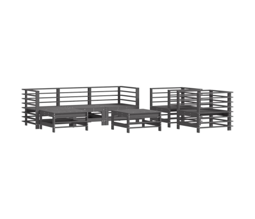 Juego de muebles de jardín 7 piezas madera maciza de pino gris
