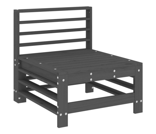 Juego de muebles de jardín 7 piezas madera maciza de pino gris