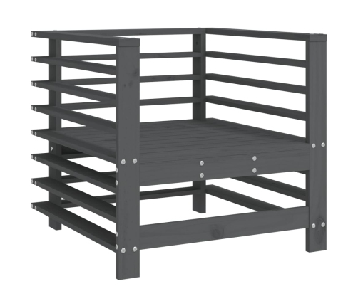 Juego de muebles de jardín 7 piezas madera maciza de pino gris