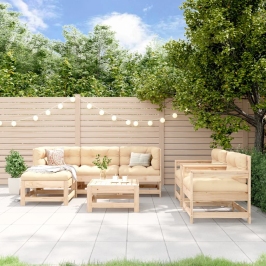 Juego de muebles de jardín 7 piezas madera maciza de pino