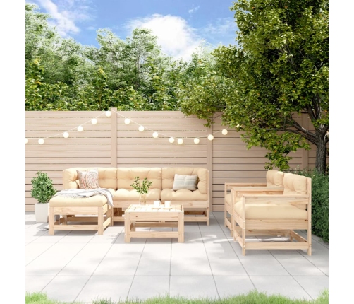 Juego de muebles de jardín 7 piezas madera maciza de pino