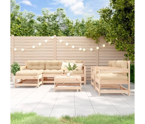 Juego de muebles de jardín 7 piezas madera maciza de pino