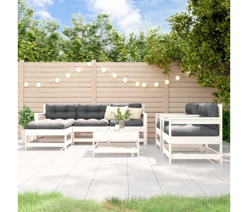 Juego de muebles de jardín 7 pzas madera maciza de pino blanco