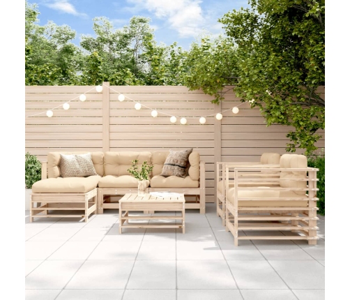 Juego de muebles de jardín 7 piezas madera maciza de pino