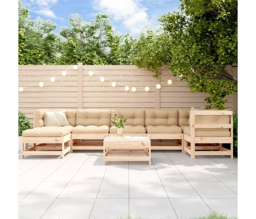 Juego de muebles de jardín 8 piezas madera maciza de pino