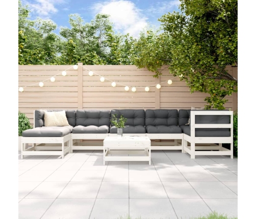 Juego de muebles de jardín 8 piezas madera maciza pino blanco