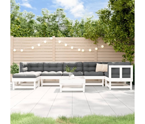 Juego de muebles de jardín 8 piezas madera maciza pino blanco