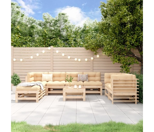 Set de mesa y taburetes altos jardín 9 pzas madera maciza pino