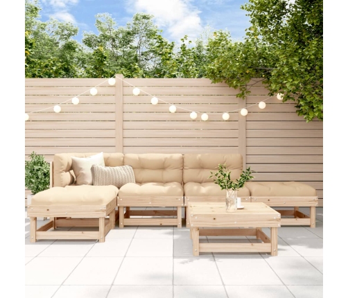Juego de muebles de jardín 6 piezas madera maciza de pino