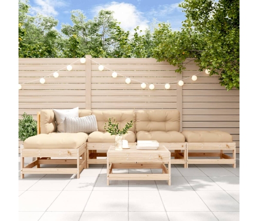 Juego de muebles de jardín 6 piezas madera maciza de pino