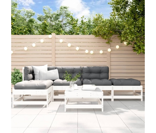 Juego de muebles de jardín 6 piezas madera maciza pino blanco