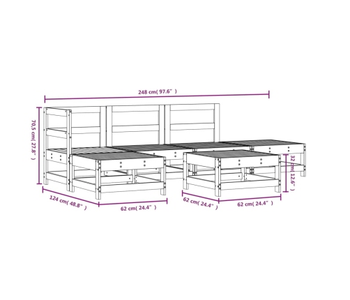 Juego de muebles de jardín 6 pzas madera maciza abeto Douglas