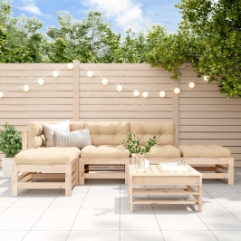 Juego de muebles de jardín 6 piezas madera maciza de pino