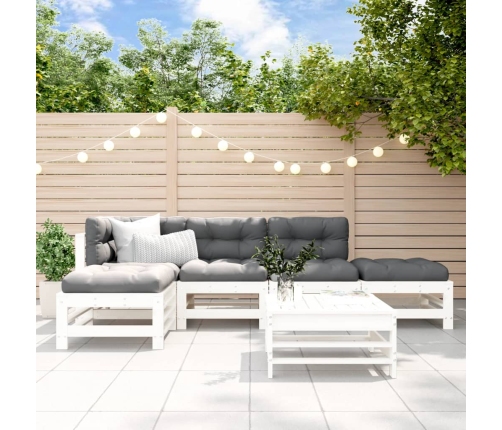 Juego de muebles de jardín 6 piezas madera maciza pino blanco