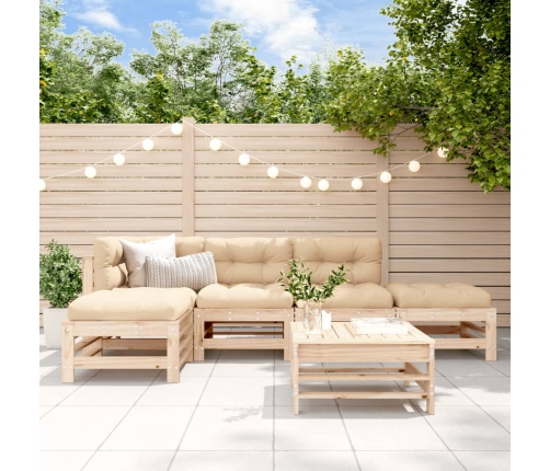 Juego de muebles de jardín 6 piezas madera maciza de pino