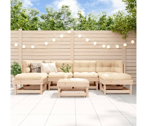 Juego de muebles de jardín 7 piezas madera maciza de pino