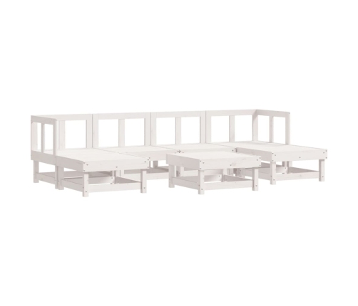 Juego de muebles de jardín 7 pzas madera maciza de pino blanco