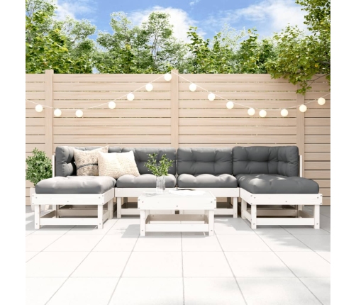 Juego de muebles de jardín 7 pzas madera maciza de pino blanco
