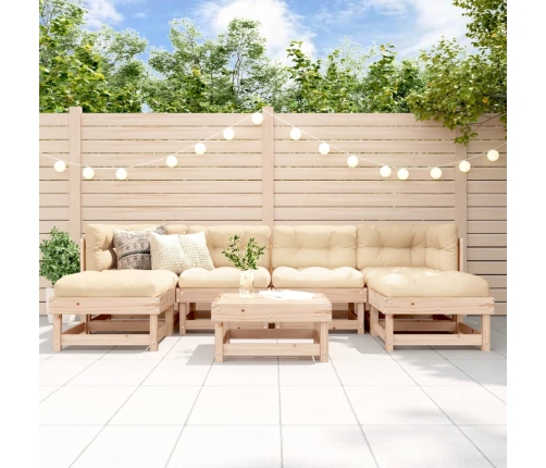 Juego de muebles de jardín 7 piezas madera maciza de pino