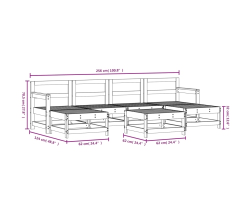 Juego de muebles de jardín 7 pzas madera maciza abeto Douglas