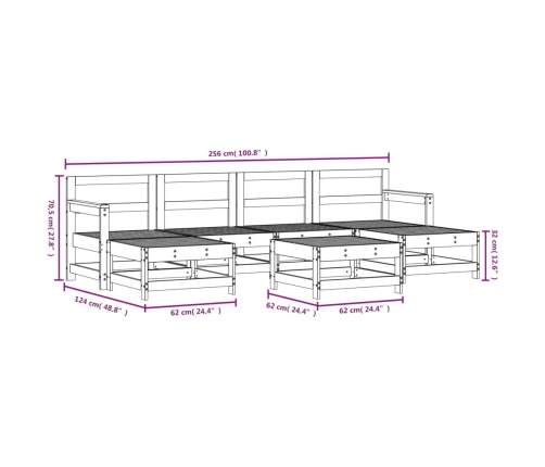 Juego de muebles de jardín 7 pzas madera maciza abeto Douglas
