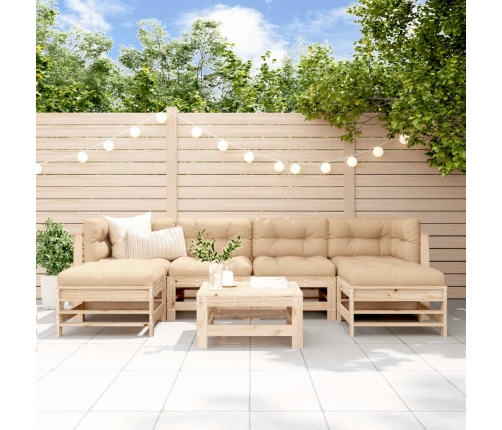 Juego de muebles de jardín 7 piezas madera maciza de pino