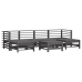 Juego de muebles de jardín 7 piezas madera maciza de pino gris
